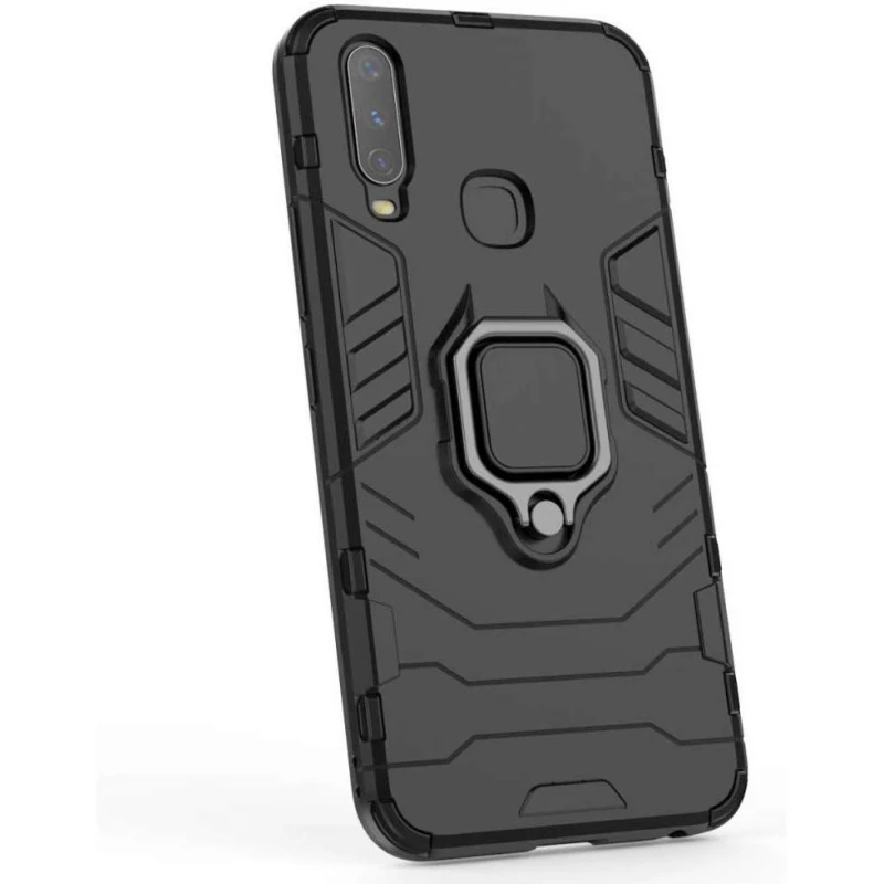 Протиударний чохол Transformer з кільцем на Vivo Y15 / Y17 – Чорний / Soul Black. Фото 5 з 6