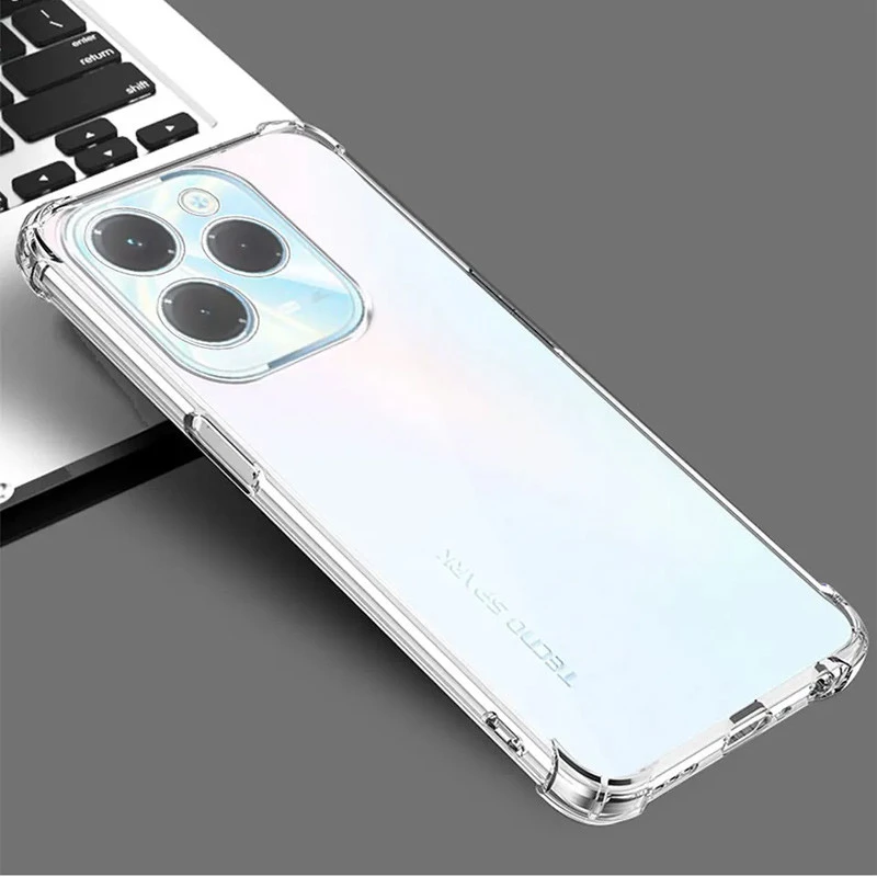 Ультратонкий силиконовый чехол GETMAN с крытыми бортами та камерою на Infinix Hot 40 – Бесцветный (прозрачный). Фото 2 из 5