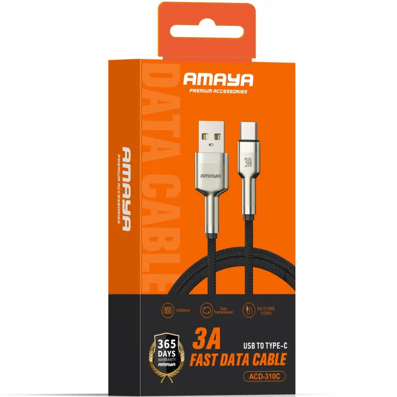 Дата кабель Amaya 310C USB to Type-C 3A (1m) – Brown. Фото 2 з 2
