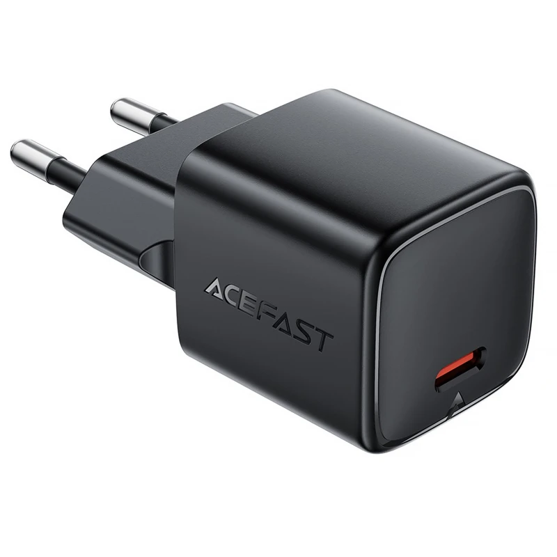 СЗУ Acefast A117 mini PD20W GaN (1USB-C) + кабель Type-C to Lightning – Black. Фото 2 из 6