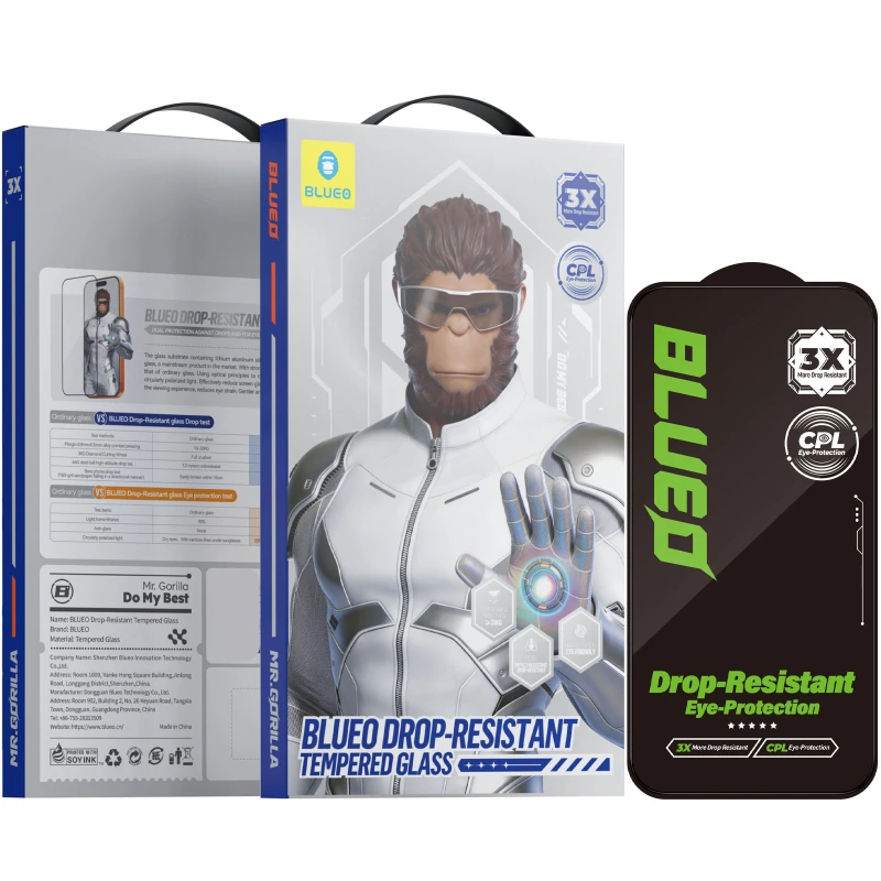 Захисне 2.5D скло Blueo Drop-Resistant (35+ KG) для Apple iPhone 17 Pro фото 1 з 1
