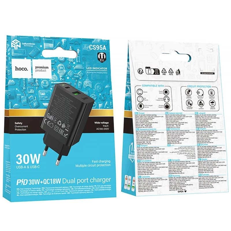 МЗП Hoco CS95A Leader PD30W+QC3.0 (1USB-A/1C) – Black. Фото 2 з 5
