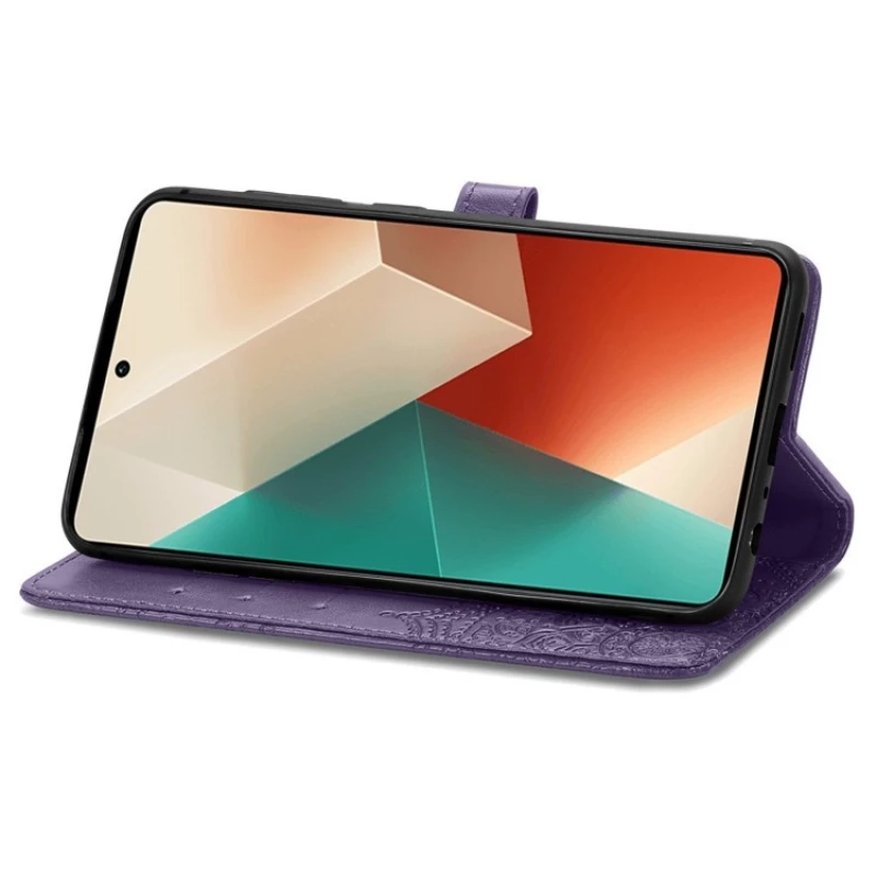 Шкіряний чохол-книжка Art Case з візитницею для Xiaomi Redmi Note 14 Pro 5G – Фіолетовий. Фото 3 з 6