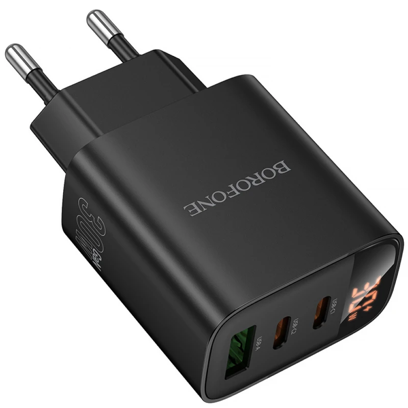 СЗУ Borofone BA98A Ilustre with digital display PD30W (1USB-A/2C) – Black. Фото 4 из 7