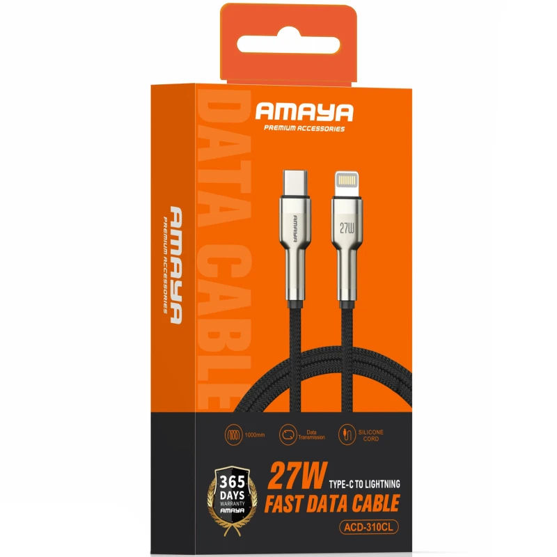 Дата кабель Amaya 310CL Type-C to Lightning 27W (1m) – Brown. Фото 2 з 2