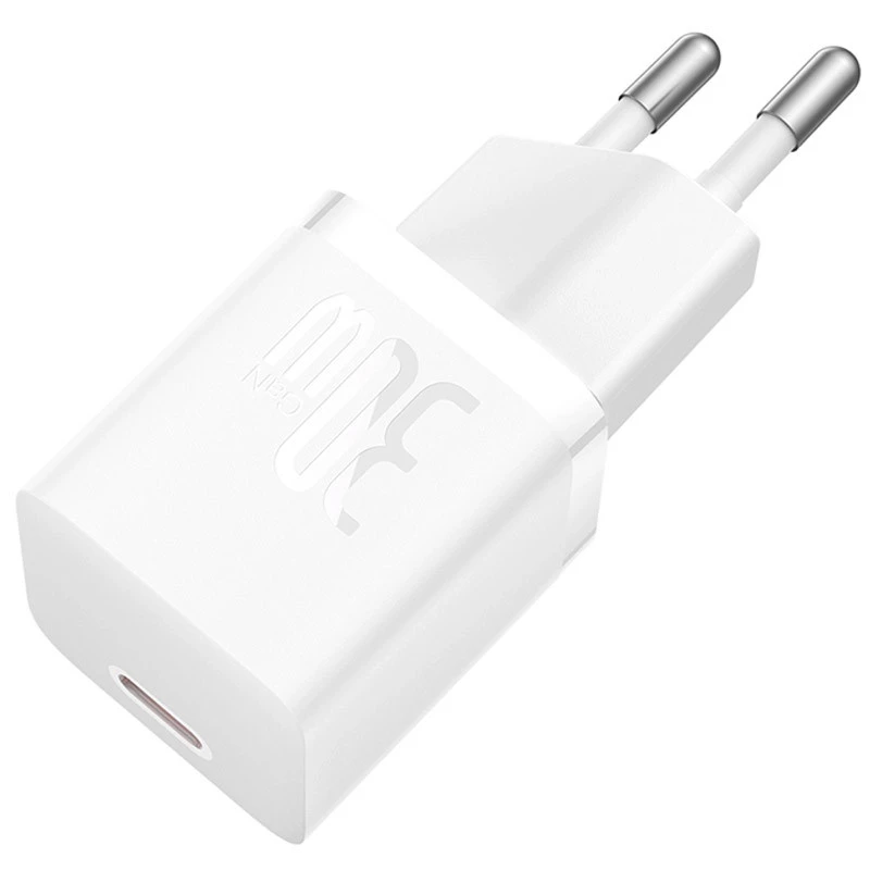 МЗП Baseus GaN5 Fast Charger (mini) 30W (1USB-C) + кабель Type-C to Type-C (P10110902) – Moon White. Фото 3 з 5