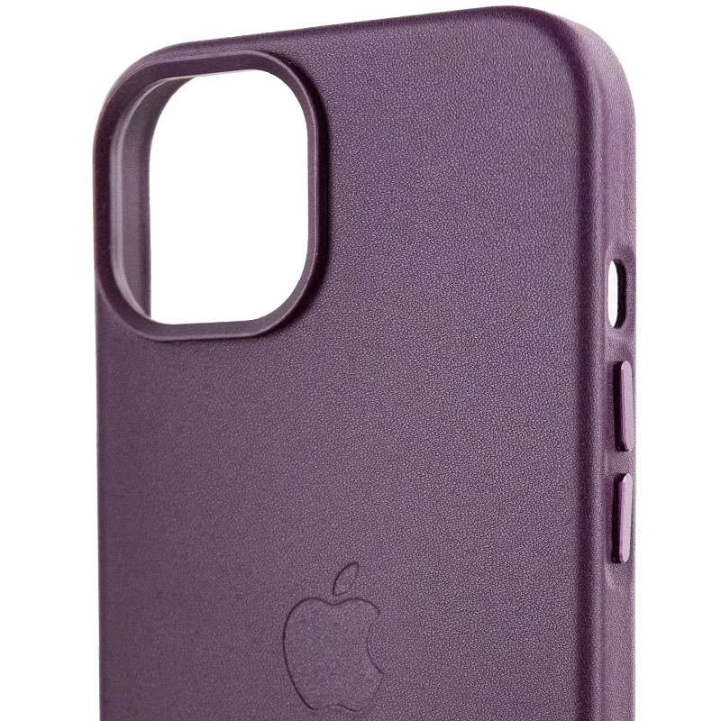 Кожаный чехол Leather Case с MagSafe для Apple iPhone 14 (6.1") – Dark violet. Фото 6 из 9