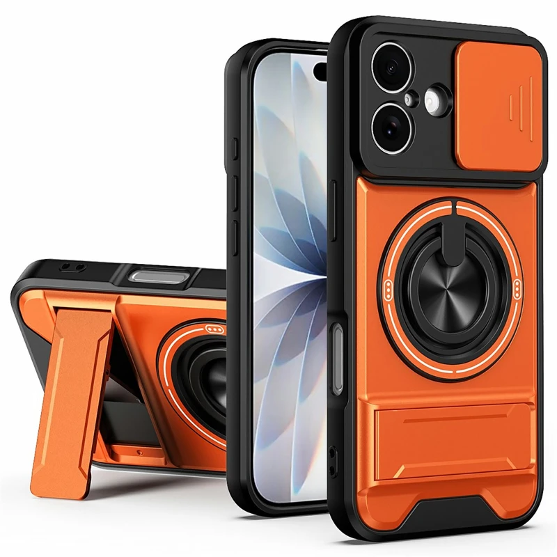 Ударостійкий чохол Camshield StandRing case для Apple iPhone 16 – Orange. Фото 1 з 3