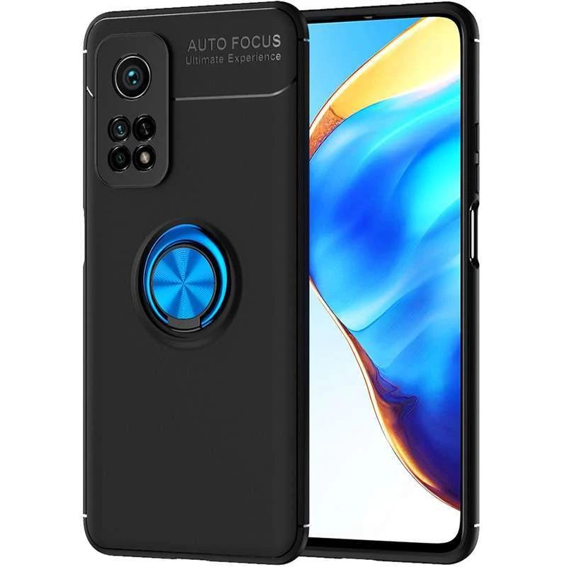 Чехол Deen ColorRing с кольцом для Realme C33 – Черный / Синий. Фото 2 из 2