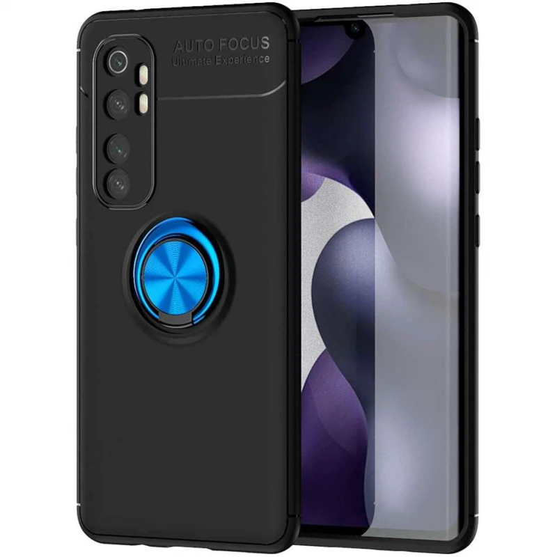 

Чохол Deen ColorRing з кільцем на Xiaomi Mi Note 10 Lite (Чорний / Синій)