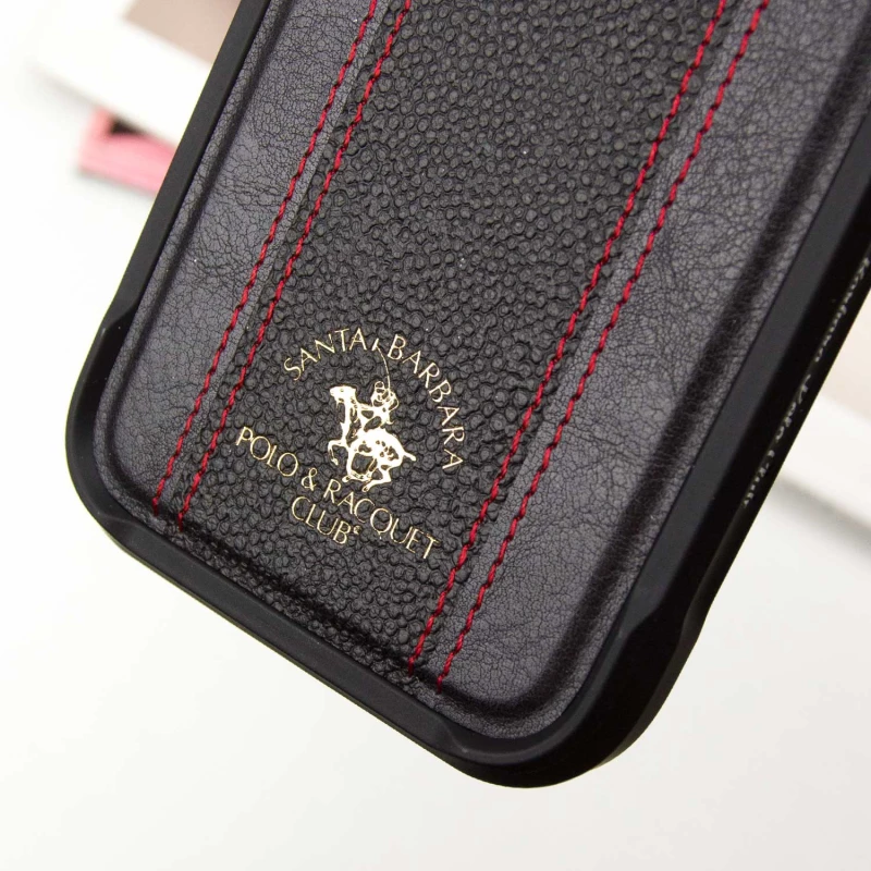 Шкіряний чохол Polo Santa Barbara Barton для Apple iPhone 16 Pro – Black / Red. Фото 11 з 12