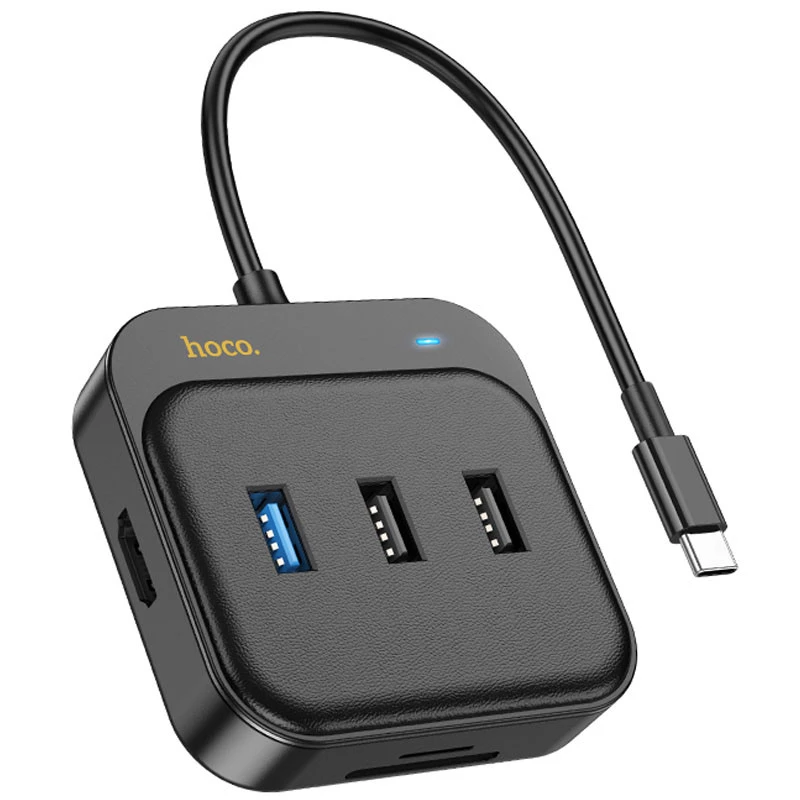 

Перехідник HUB Hoco HB38 Easy link 7-in-1 Multiport Adapter(HDTV+SD/TF+USB3.0+USB2.0*2+PD100W) (Black)