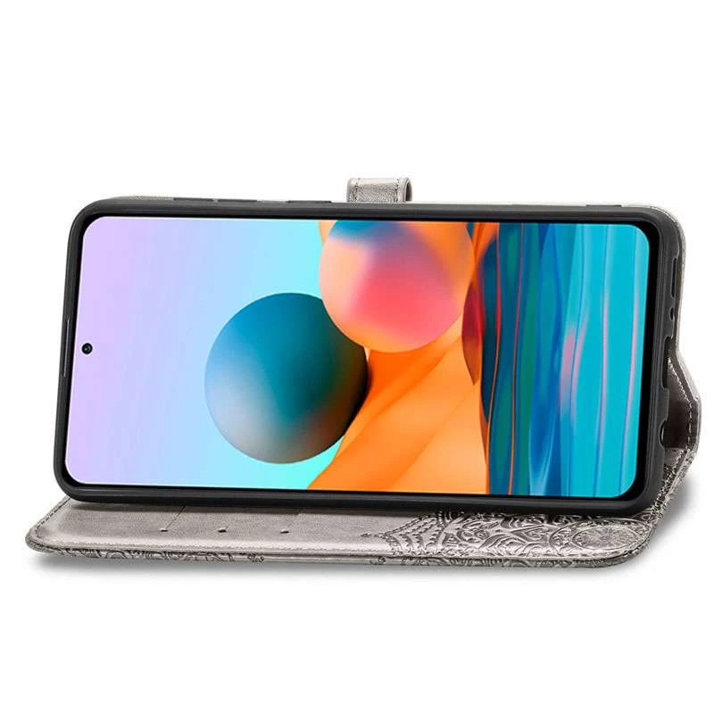Шкіряний чохол-книжка Art Case з візитницею для Xiaomi Redmi Note 10 Pro – Сірий. Фото 3 з 4