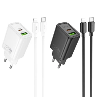 МЗП Hoco N61 Gentle PD20W+QC3.0 (1USB-A/1C) + кабель Type-C to Lightning фото 1 з 1