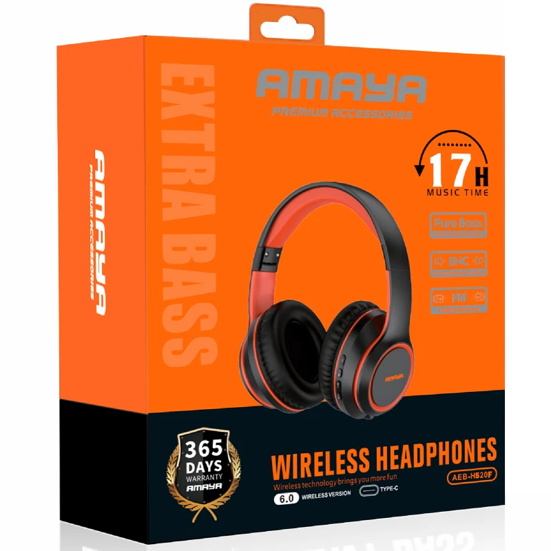 Накладні бездротові навушники Amaya H520F with audio recording – Black. Фото 2 з 2