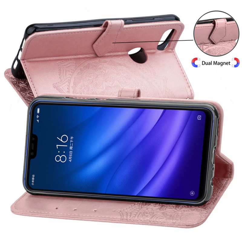 Шкіряний чохол-книжка Art Case з візитницею для Xiaomi Mi 8 Lite / Mi 8 Youth (Mi 8X) – Рожевий. Фото 8 з 9