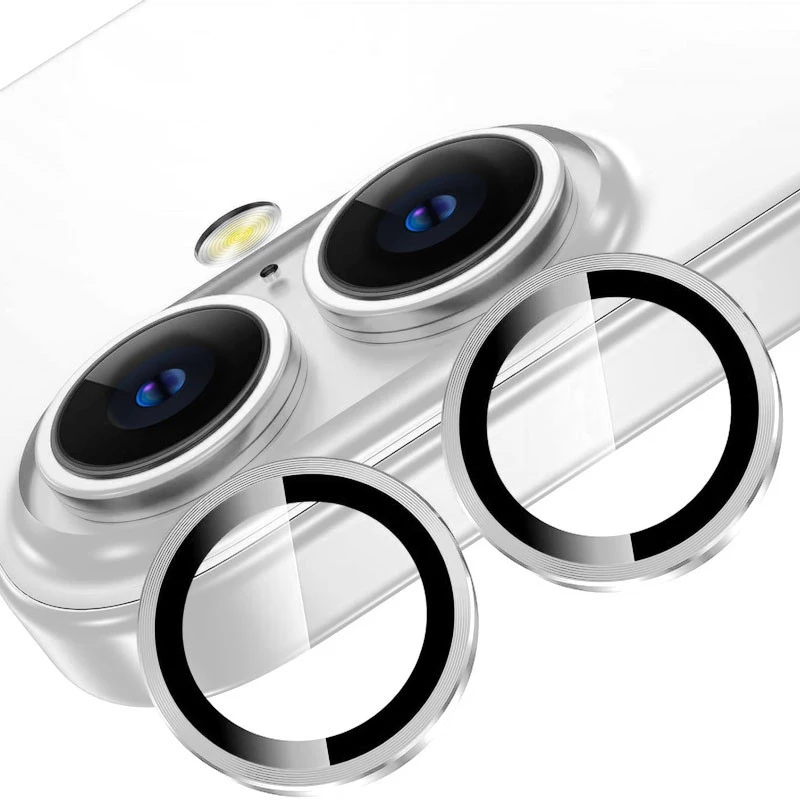 Металеве захисне скло на камеру на Apple iPhone 16 Plus – Срібний / Silver. Фото 6 з 7