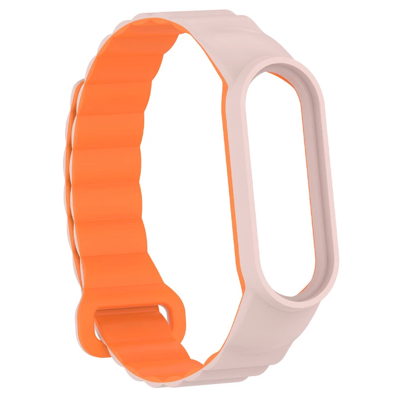 Ремінець Dual-color Magnetic для Xiaomi Mi Band 9/8 – Light Pink / Orange. Фото 5 з 8