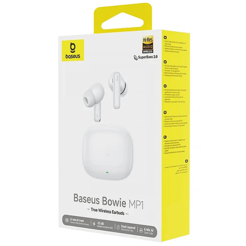 Бездротові TWS навушники Baseus Bowie MP1 (A00106) – Moon White. Фото 4 з 4