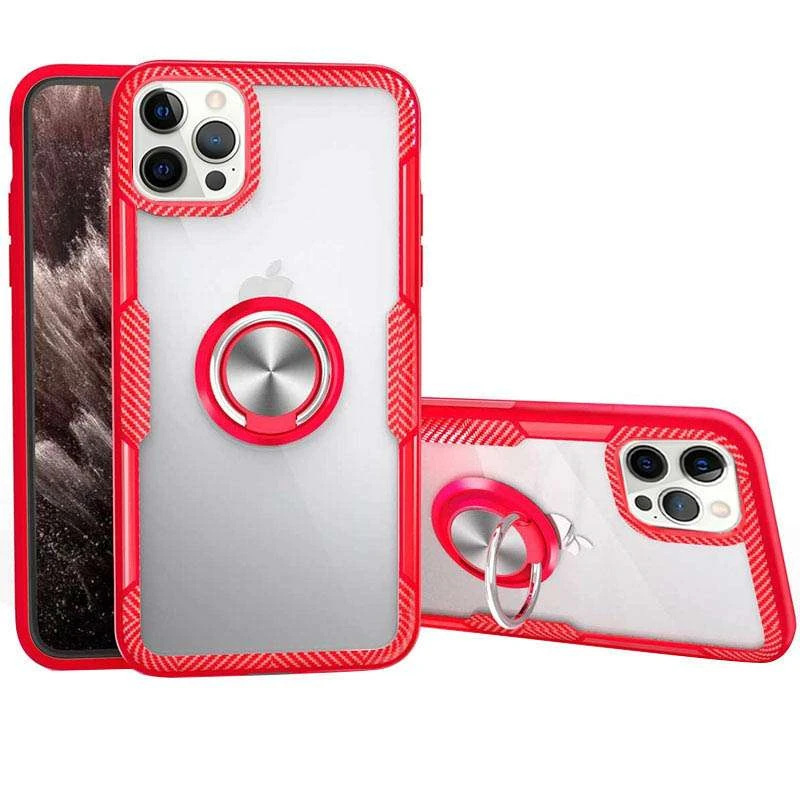 Чохол Deen CrystalRing з магнітним кільцем на Apple iPhone 13 Pro (6.1") – Безбарвний / Червоний. Фото 3 з 5