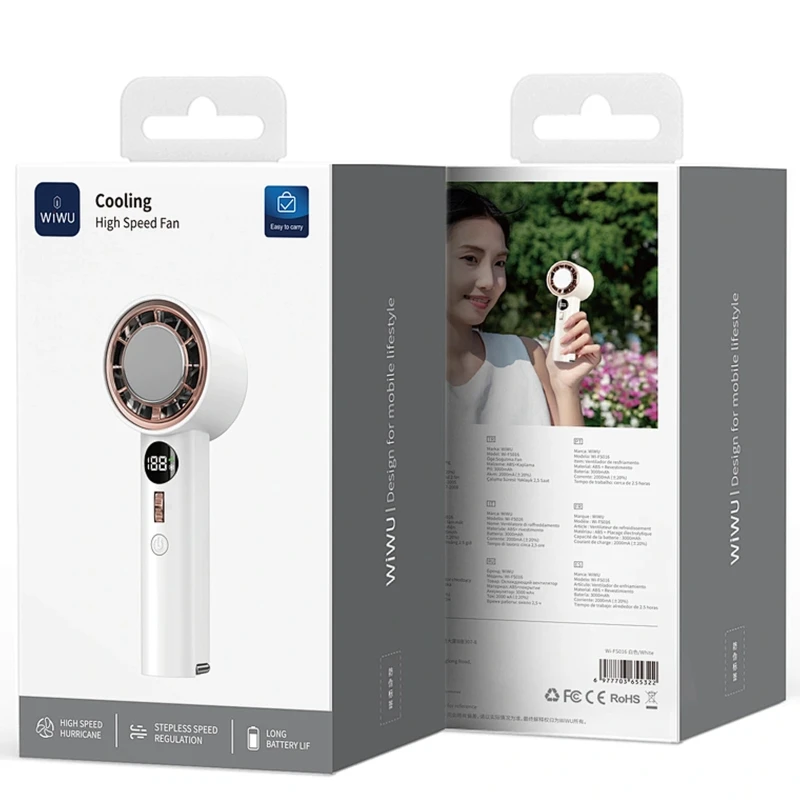 Портативний вентилятор WIWU FS016 Cooling High Speed – White. Фото 2 з 7
