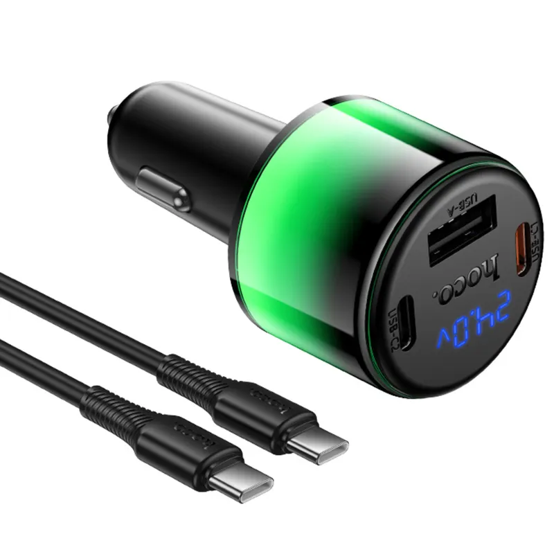 АЗУ Hoco Z69A Vivido PD37W+QC3.0 (1USB-A/2C) + кабель Type-C to Type-C – Black. Фото 6 из 6