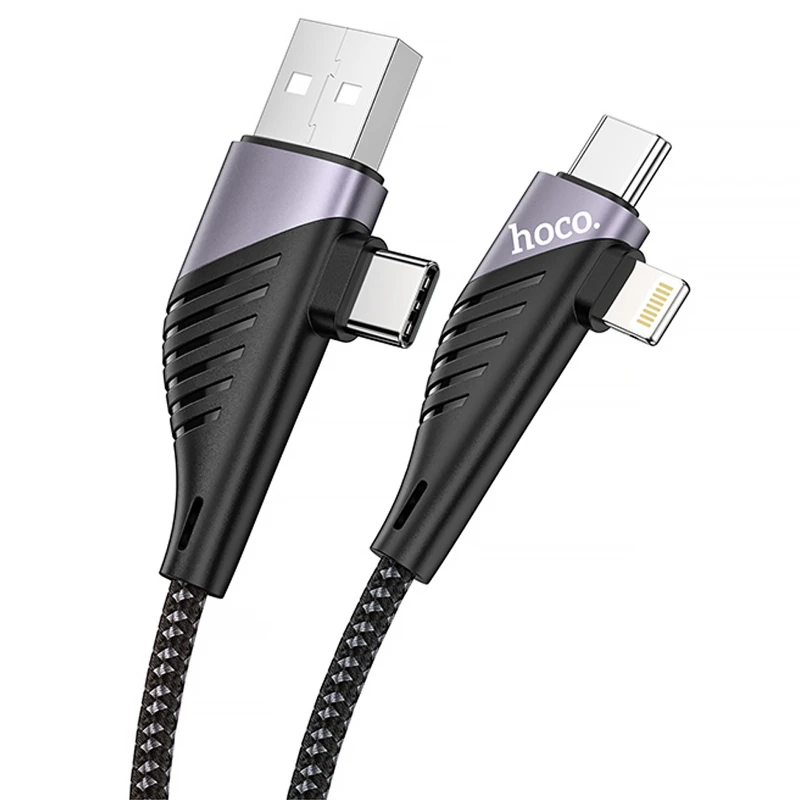 Дата кабель Hoco U95 Freeway 4in1 USB/Type-C to Type-C/Lightning 60W (1.2m) – Black. Фото 8 из 12