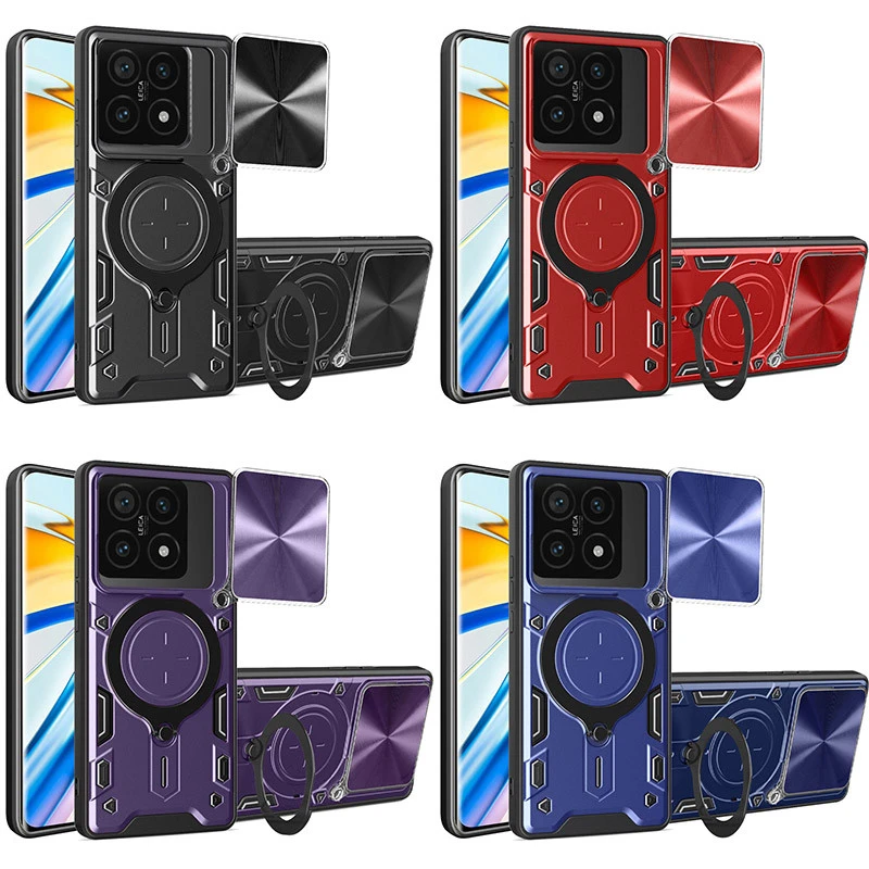Ударопрочный чехол Bracket Ringstand с защитной шторкой для камеры для Xiaomi Redmi 15 (EU) фото 1 из 2