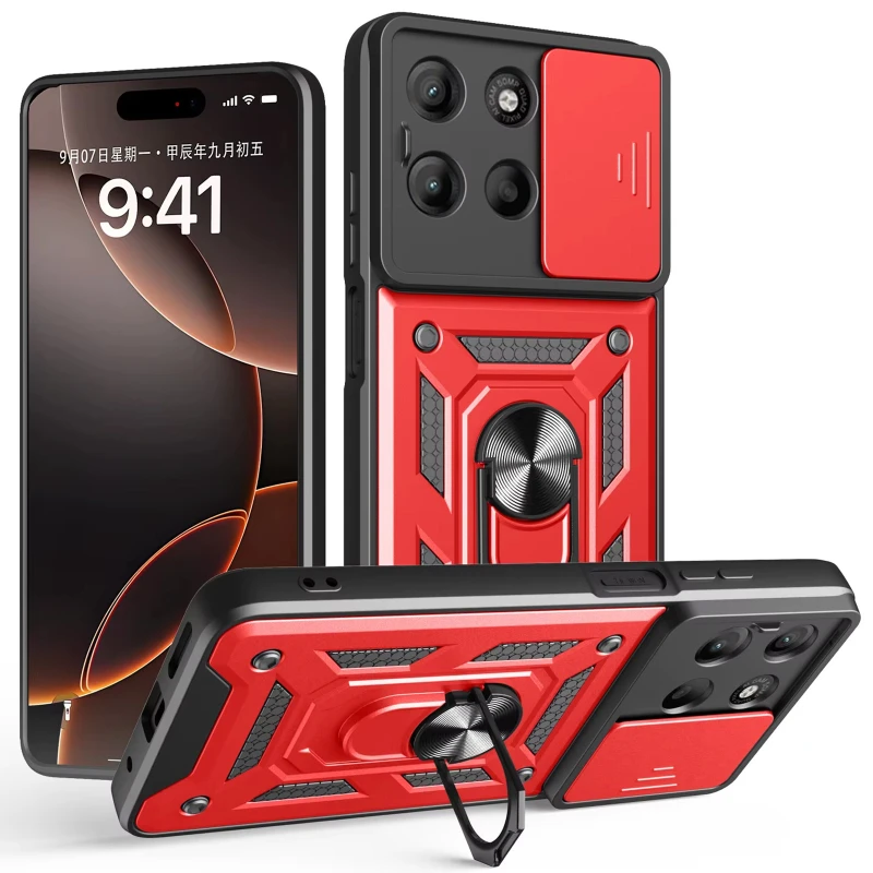 Удароміцний чохол Ummi Camshield Serge Ring (in box) для Motorola Edge 60 – Червоний / Red. Фото 2 з 2