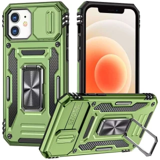 Ударопрочный чехол Square Ring c шторкой на камеру для Samsung Galaxy A53 5G — Оливковый / Army Green