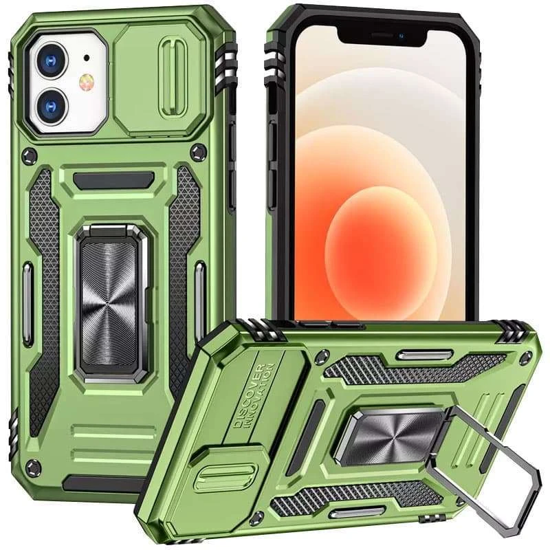 Ударостійкий чохол Square Ring зi шторкою на камеру на Xiaomi Redmi Note 11E Pro – Оливковий / Army Green. Фото 1 з 1