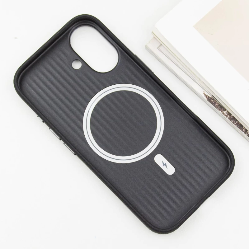 Шкіряний чохол з візерунком та MagSafe на Apple iPhone 16 – Black. Фото 6 з 8