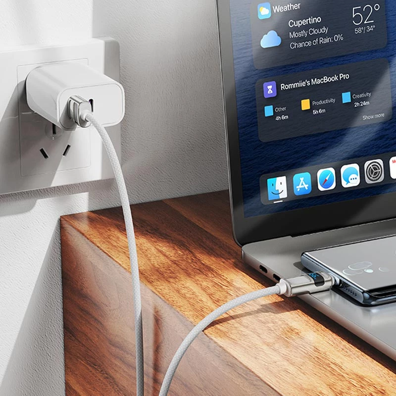 Дата кабель Hoco U137 Line with display USB to Type-C 5A/66W (1.2m) – White. Фото 4 з 5