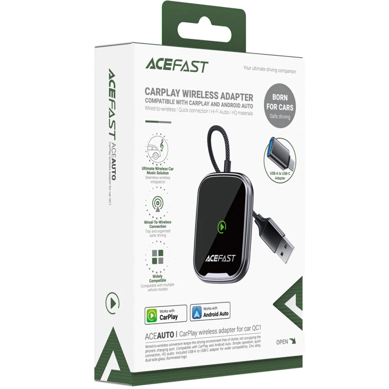 Адаптер Acefast QC1 car wireless CarPlay – Gray. Фото 2 з 5