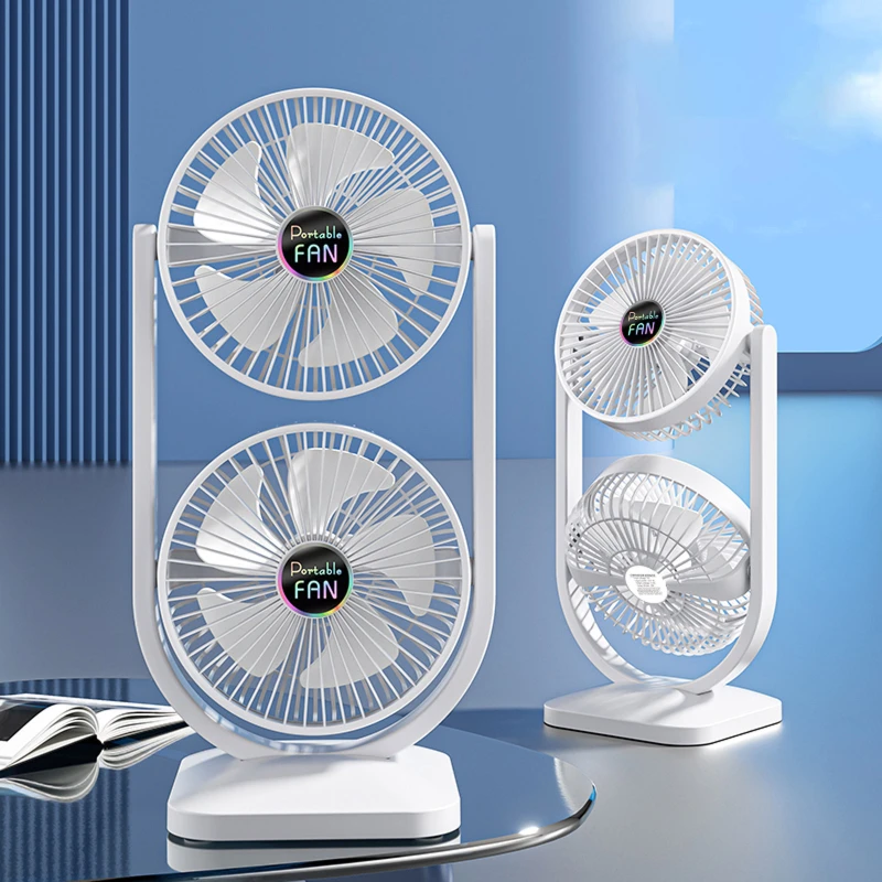 Настільний вентилятор S30 Dual-Fan 3000mAh – White. Фото 2 з 4