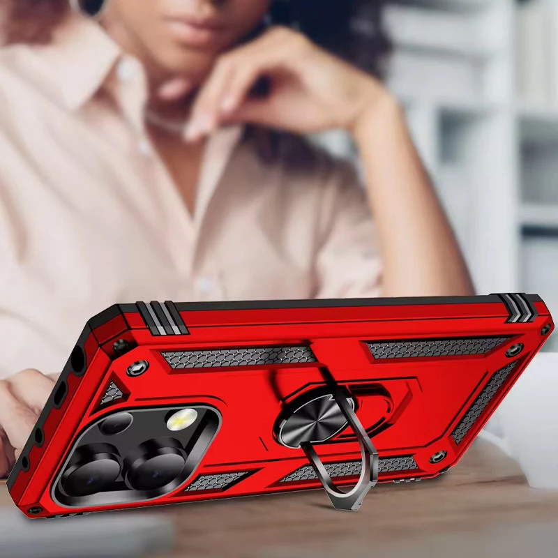 Протиударний чохол Serge Ring з кільцем на Xiaomi Redmi Note 13 Pro 4G – Червоний. Фото 5 з 6