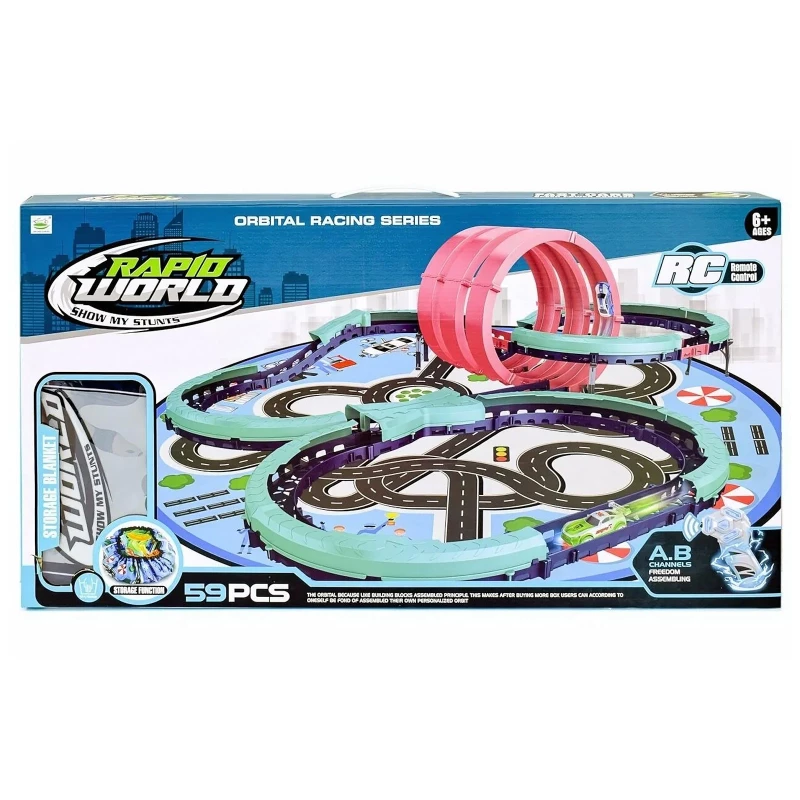 Інтерактивний трек з інерційною машинкою SHT 6688-617 (60pcs/2CAR) – Blue. Фото 2 з 3