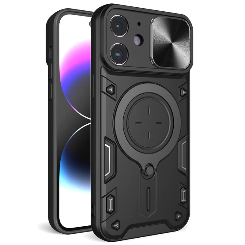 Ударостійкий чохол Bracket Ringstand із захисною шторкою для камери на Apple iPhone 11 (6.1") – Black. Фото 2 з 6