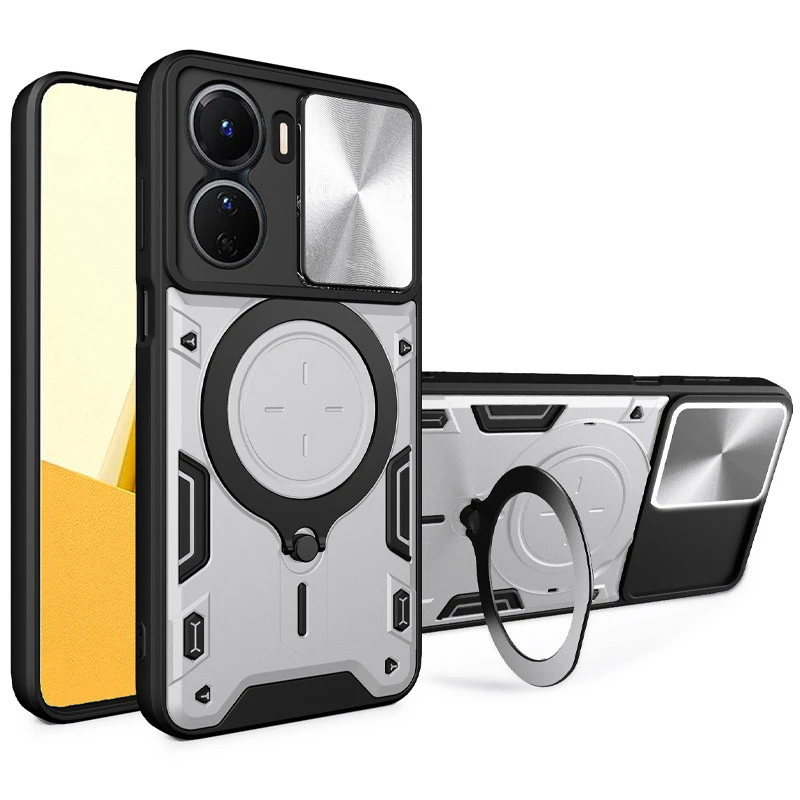 

Ударостійкий чохол Bracket Ringstand із захисною шторкою для камери на Xiaomi Redmi 13C (silver)