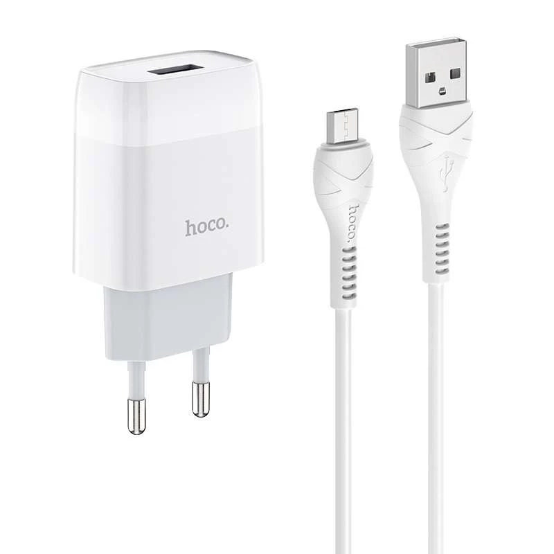 

СЗУ Hoco C72A (1USB/2.1A) + MicroUSB (Белый), Білий