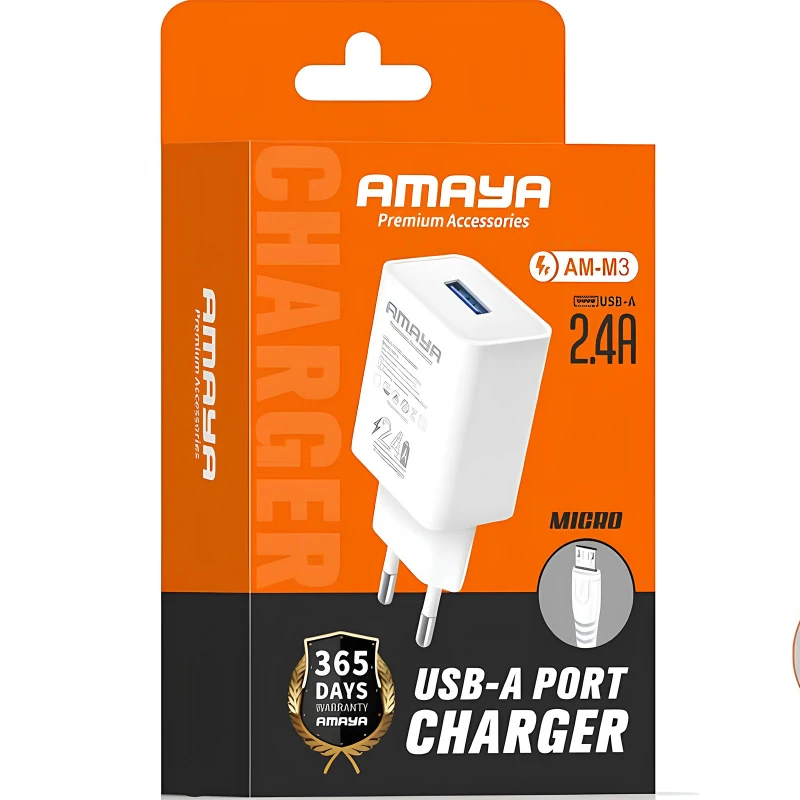 МЗП Amaya M3 2.4A (1USB-A) + кабель USB to MicroUSB – White. Фото 2 з 2