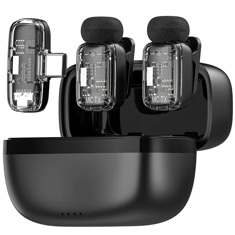 Петличний бездротовий мікрофон WIWU WM008 Dual-mic ANC Type-C – Black. Фото 4 з 6