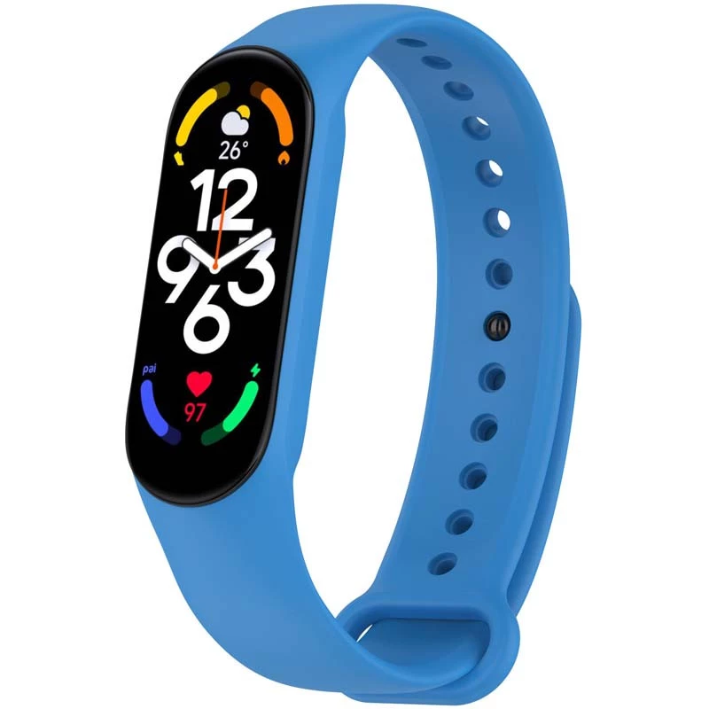 Силиконовый ремешок для Xiaomi Mi Band 7/6/5/4/3 – Синий / Shiny blue. Фото 2 из 2