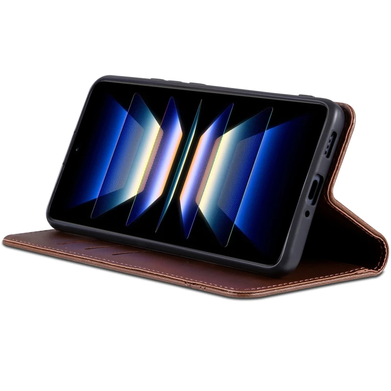 Кожаный чехол-книжка AZNS Classic series для Samsung Galaxy A37 5G – Dark Brown. Фото 4 из 4