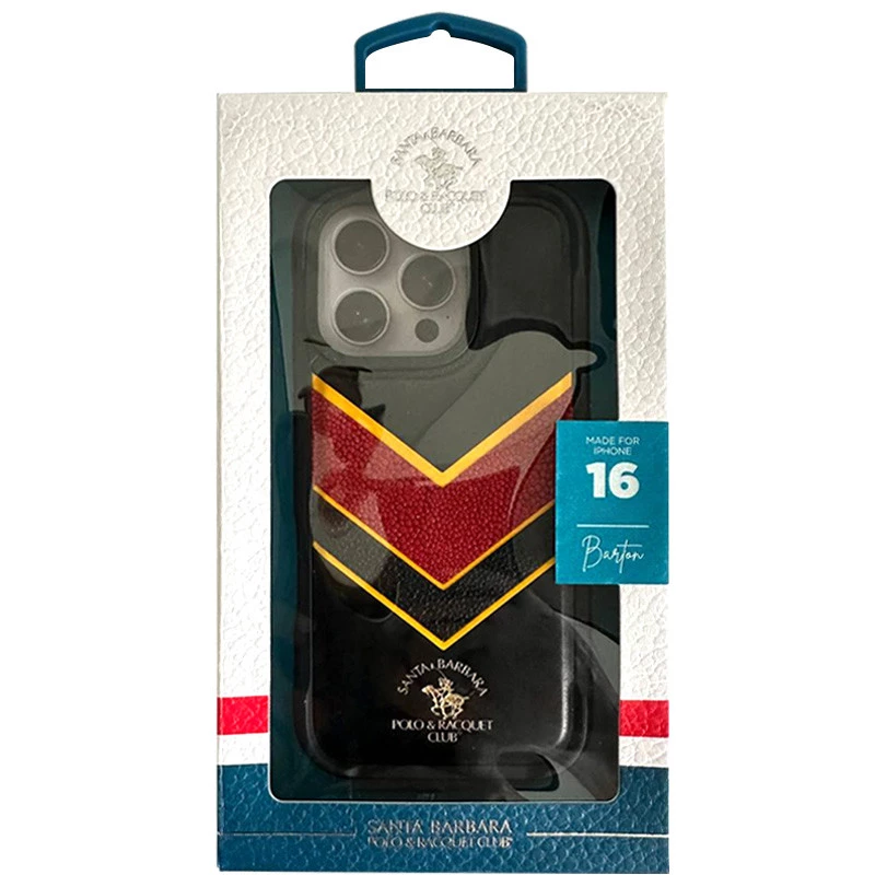 Шкіряний чохол Polo Santa Barbara Barton для Apple iPhone 16 Pro – Black / Yellow. Фото 8 з 12