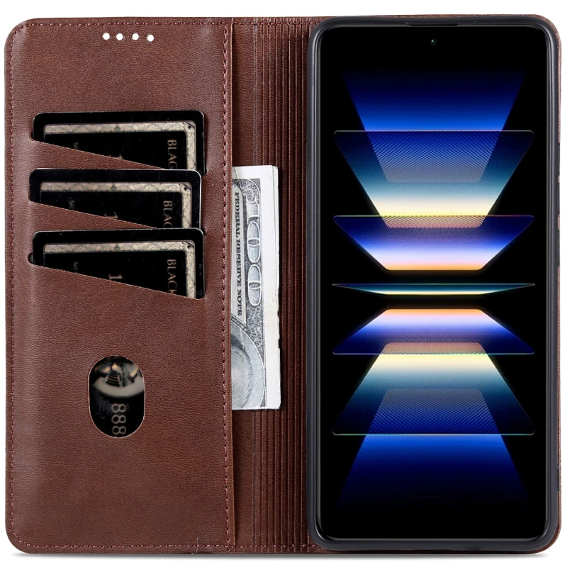 Кожаный чехол-книжка AZNS Classic series для Samsung Galaxy A36 5G – Dark Brown. Фото 3 из 4