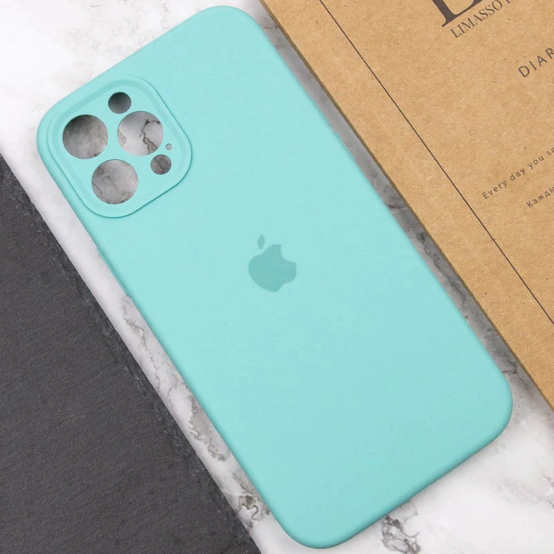 Чехол Silicone Case с защитой камеры для Apple iPhone 12 Pro Max (6.7") – Бирюзовый / Marine Green. Фото 7 из 8