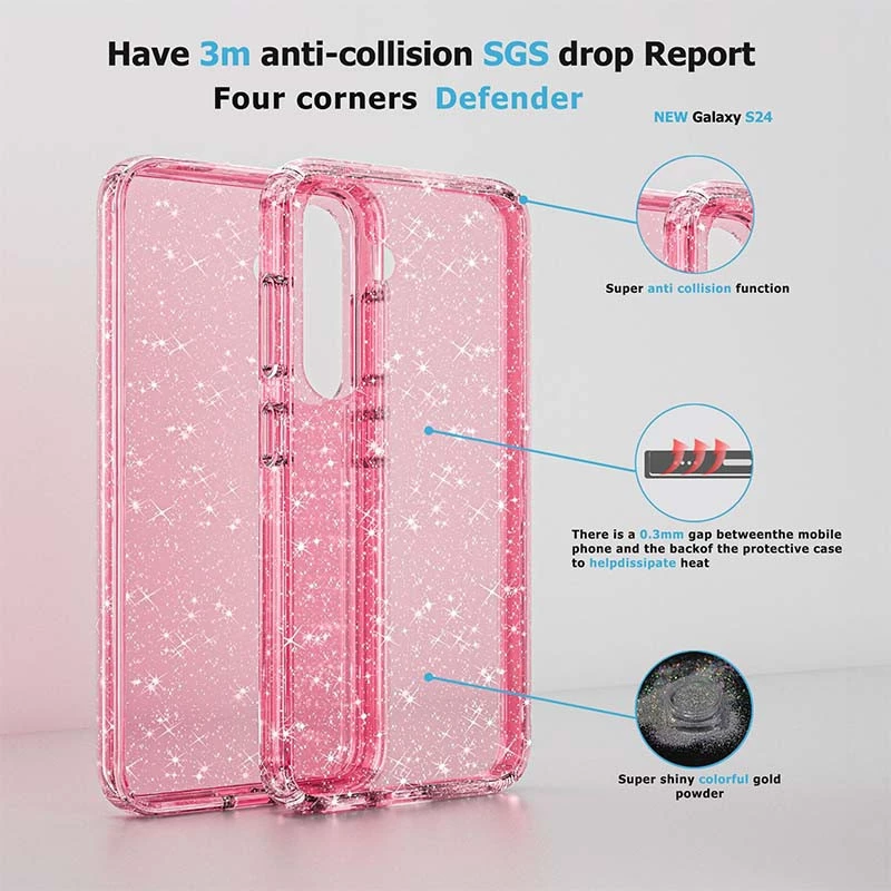 Блискучий силіконовий чохол на Samsung Galaxy A14 4G/5G – Pink. Фото 6 з 8