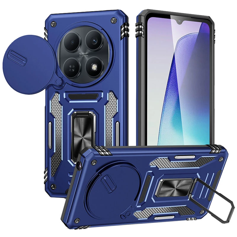 Ударопрочный чехол Square Ring c шторкой на камеру для Xiaomi Redmi Note 15 4G/5G (EU) – Синий / Navy. Фото 1 из 1