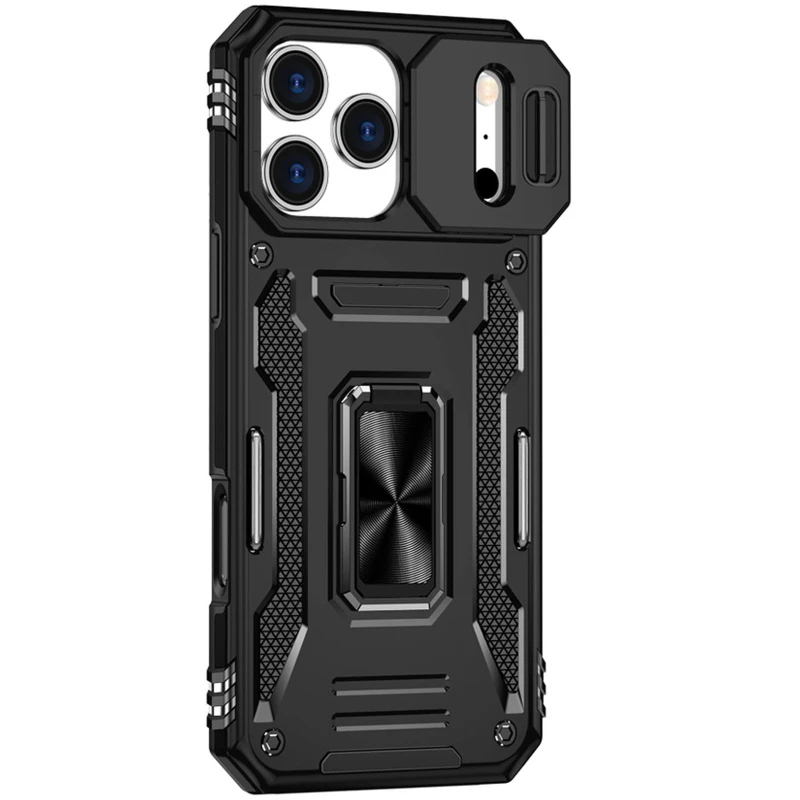 Ударостійкий чохол Square Ring зi шторкою на камеру на Apple iPhone 17 Pro Max (6.9") – Чорний / Black. Фото 1 з 4